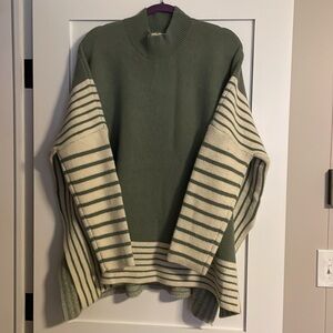 Green and cream thick sweater